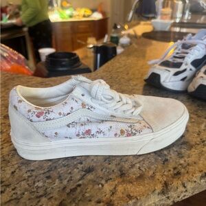 Vans White Floral Women's Sneakers